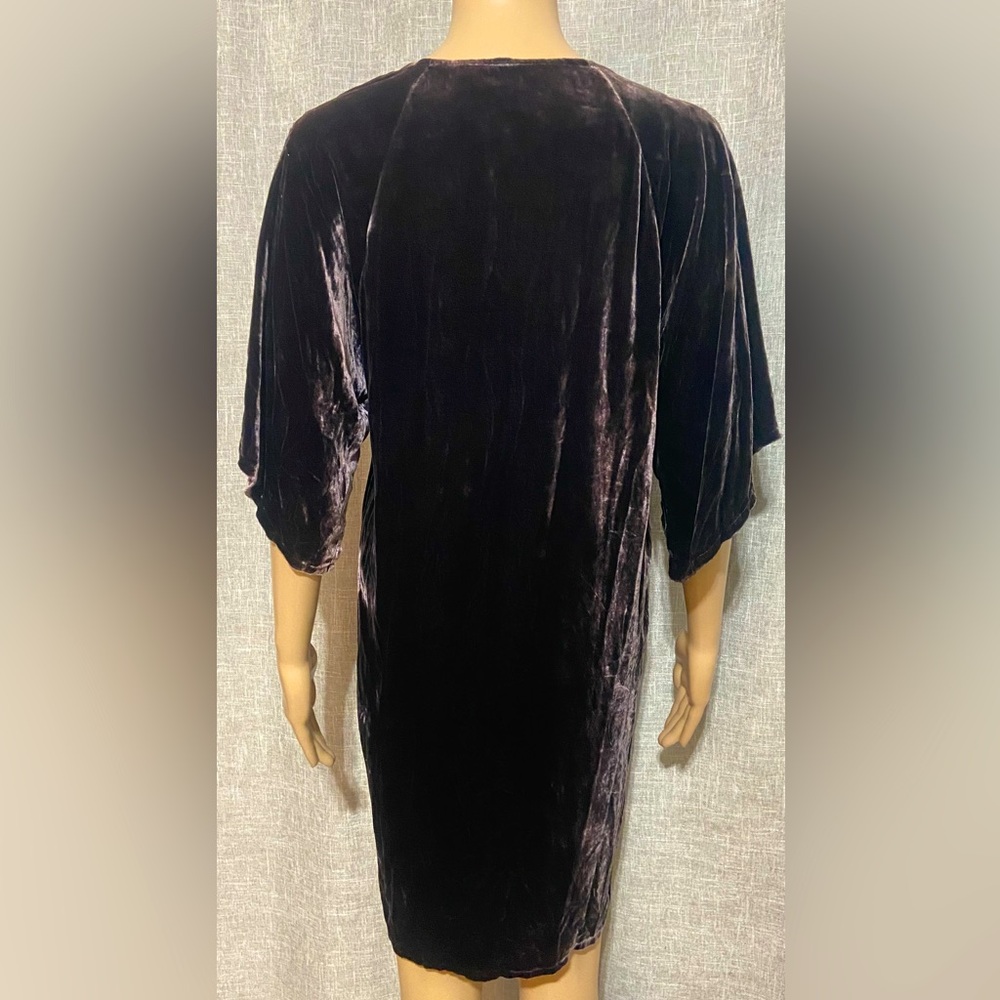 Johnny Was Velvet tunic knee length loose dress~Size:XSMALL~in deep purple - Picture 7 of 11